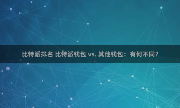 比特派排名 比特派钱包 vs. 其他钱包：有何不同？