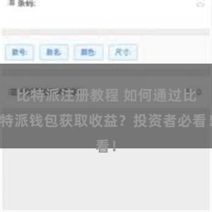 比特派注册教程 如何通过比特派钱包获取收益？投资者必看！